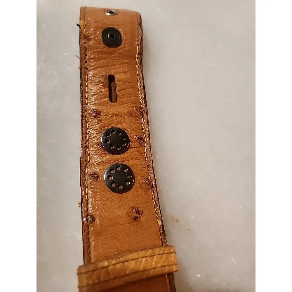 50-inch /1.5 in Genuine Ostrich Leather Belt Strap Tan Full‎ Quill New/Old Stock